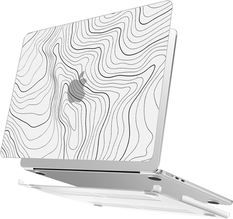 AKIT Compatible with MacBook Air 13 inch Case 2026 2025 2024-2022 M4 M3 M2 A3240 A3113 A2681, Unique Hard Shell Laptop Case+Screen Protector+Keyboard Cover for MacBook Air 13.6 inch, Contour Line - Image 4
